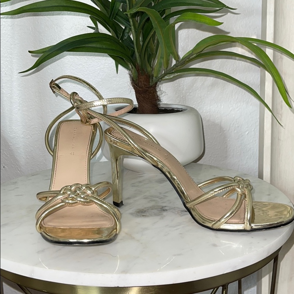 Zara gold strappy heels size 41